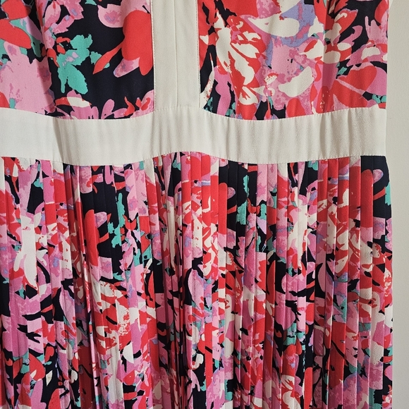 KatherineKelly Long Floral Pleated Maxi Dress Wedding Summer Cocktail Sleeveless - Picture 2 of 8